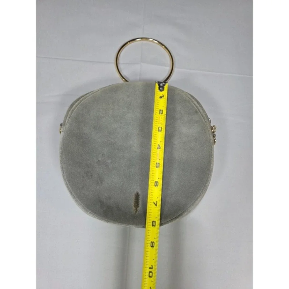 Thacker New York Suede Round Gia Canteen Handbag Luxury Gold Handle Crossbody
